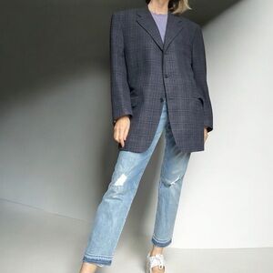 Vintage 90s Canali Men’s Blazer – Italian Wool Cashmere, Plaid, Size 52